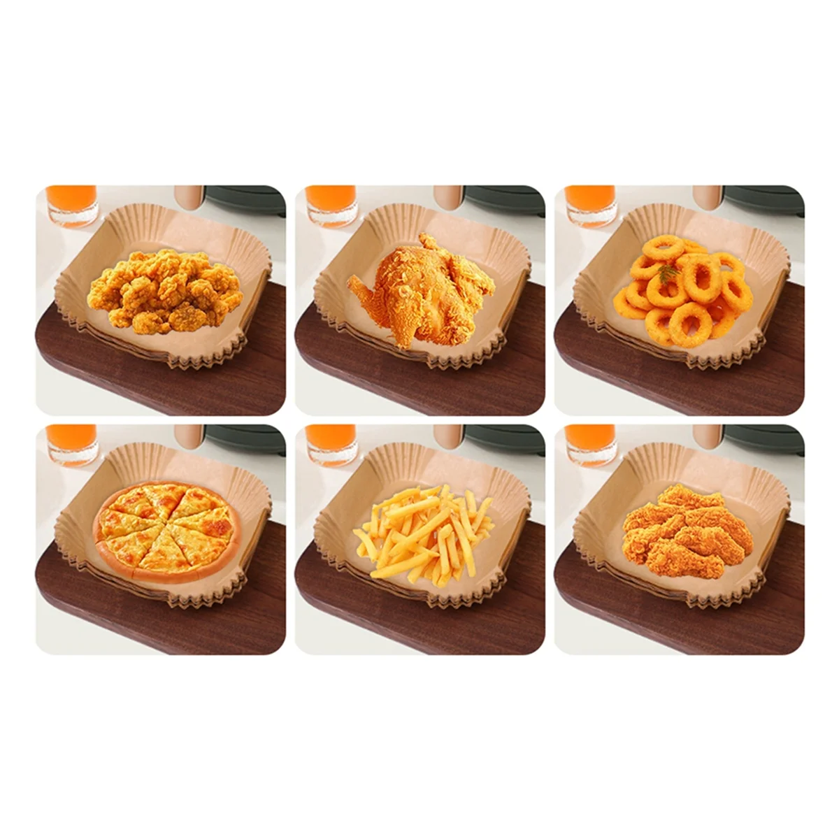 AD30-100PCS Air Fryer Baking Paper Square Parchment Paper Food-Grade for 4.5-6L Air Fryer