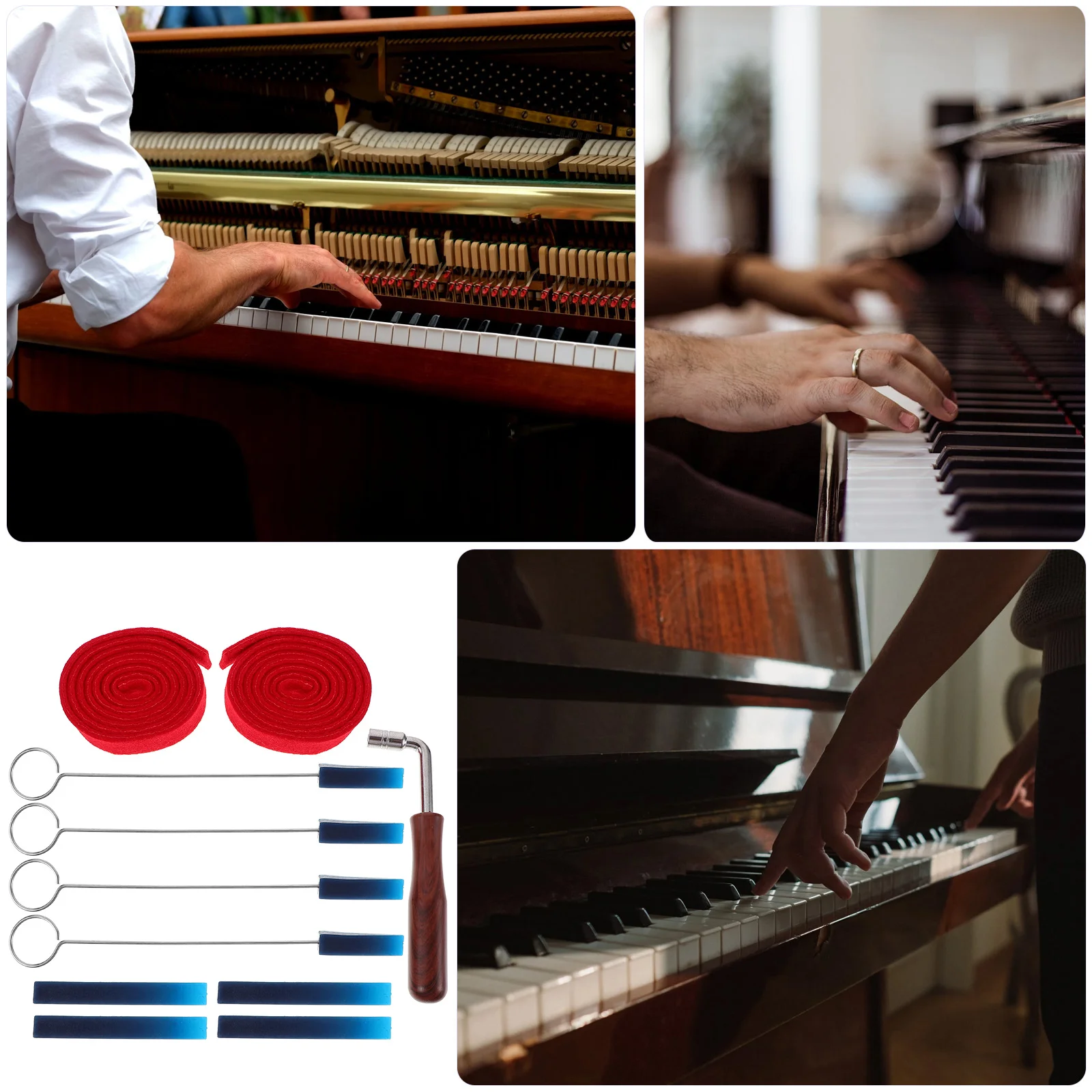 

1Set Piano Tuning Tool Set Durable Metal Rubber Material Portable Compact Piano Repair Tools Vocal Band Damper Block Handle