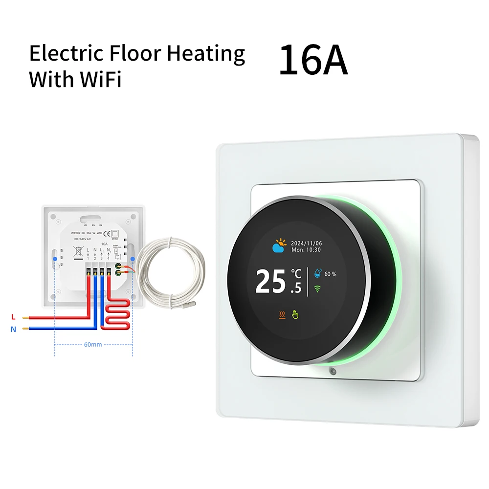AVATTO WiFi Smart Knob Thermostat Temperaturregler für Wasser-Gas-Boiler, elektrische Heizung, funktioniert mit Tuya Alexa Google Home