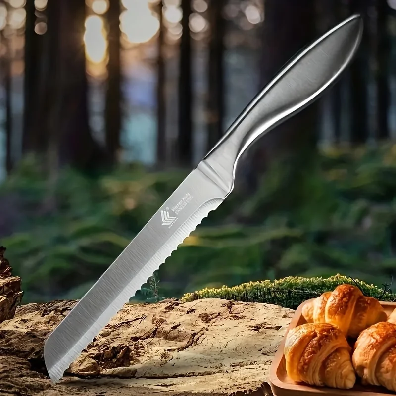 PLYS-Multi-Purpose Stainless Steel Bread Knife for Outdoor Camping and Kitchen Use