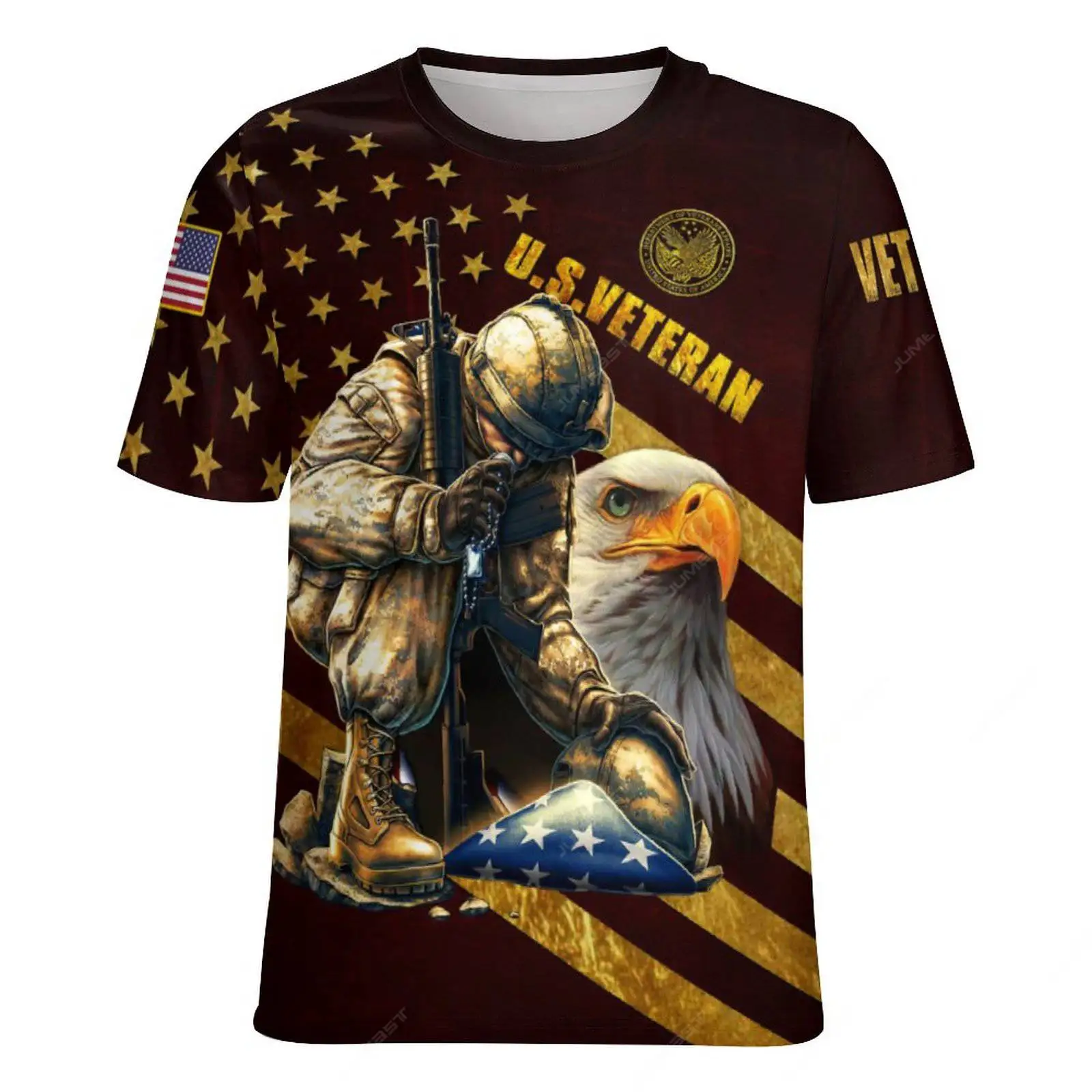 Jumeast 3D Print American Veterans Day Men T-shirts U.S Military Soldier Camouflage T Shirts Jesus Christ Eagle Graphic T-shirty