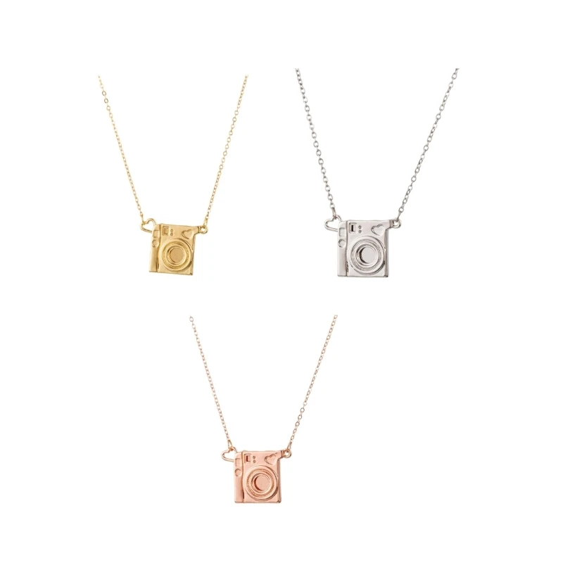 Camera Pendant Necklace with Photo Insert Memory Charm Accessory for Photo Display, Daily Wear and Gift E0BF