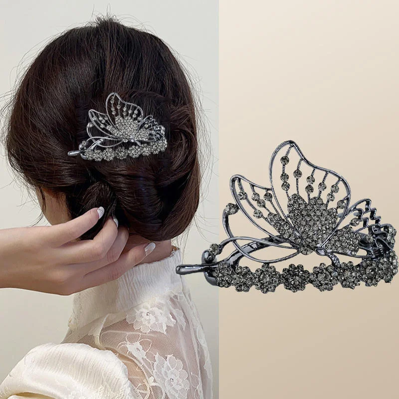 

Luxury Copper Alloy Synthetic Butterfly Studded with Zirconium Bright Twister Clip Hair Accessories