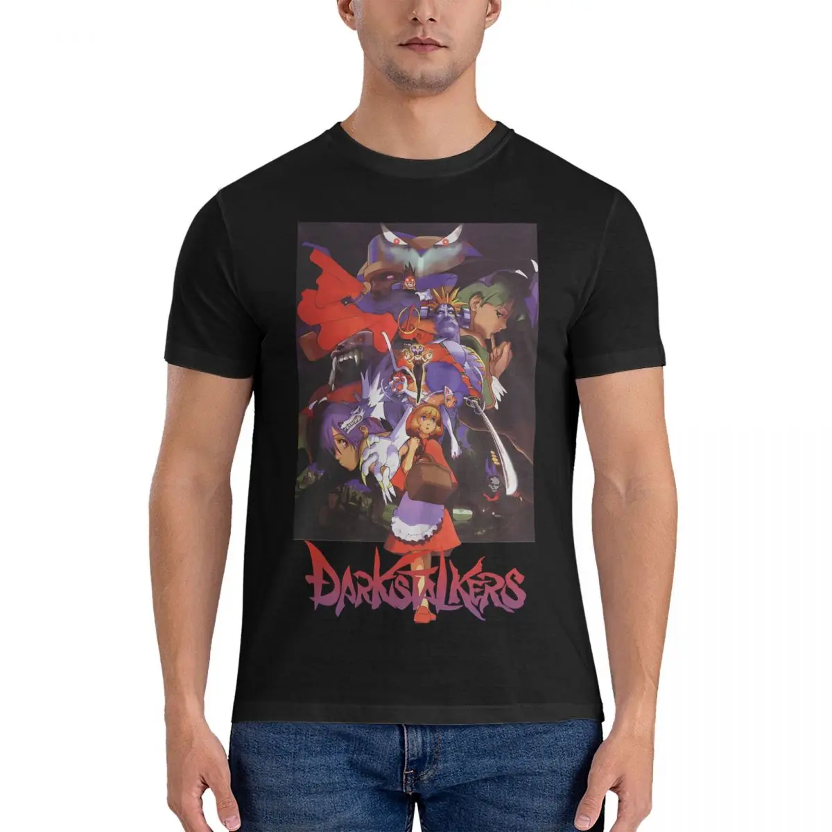 Men T-Shirt Darkstalkers Game Awesome Cotton Tees Short Sleeve Darkstalkers T Shirt Round Neck Tops Summer