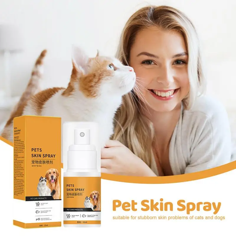 

Pet Itch Relief Spray 30ml Cat Skin Care Spray Portable Hot Skin & Coat Moisturizing Natural Skin Care Spray For Pets Dogs