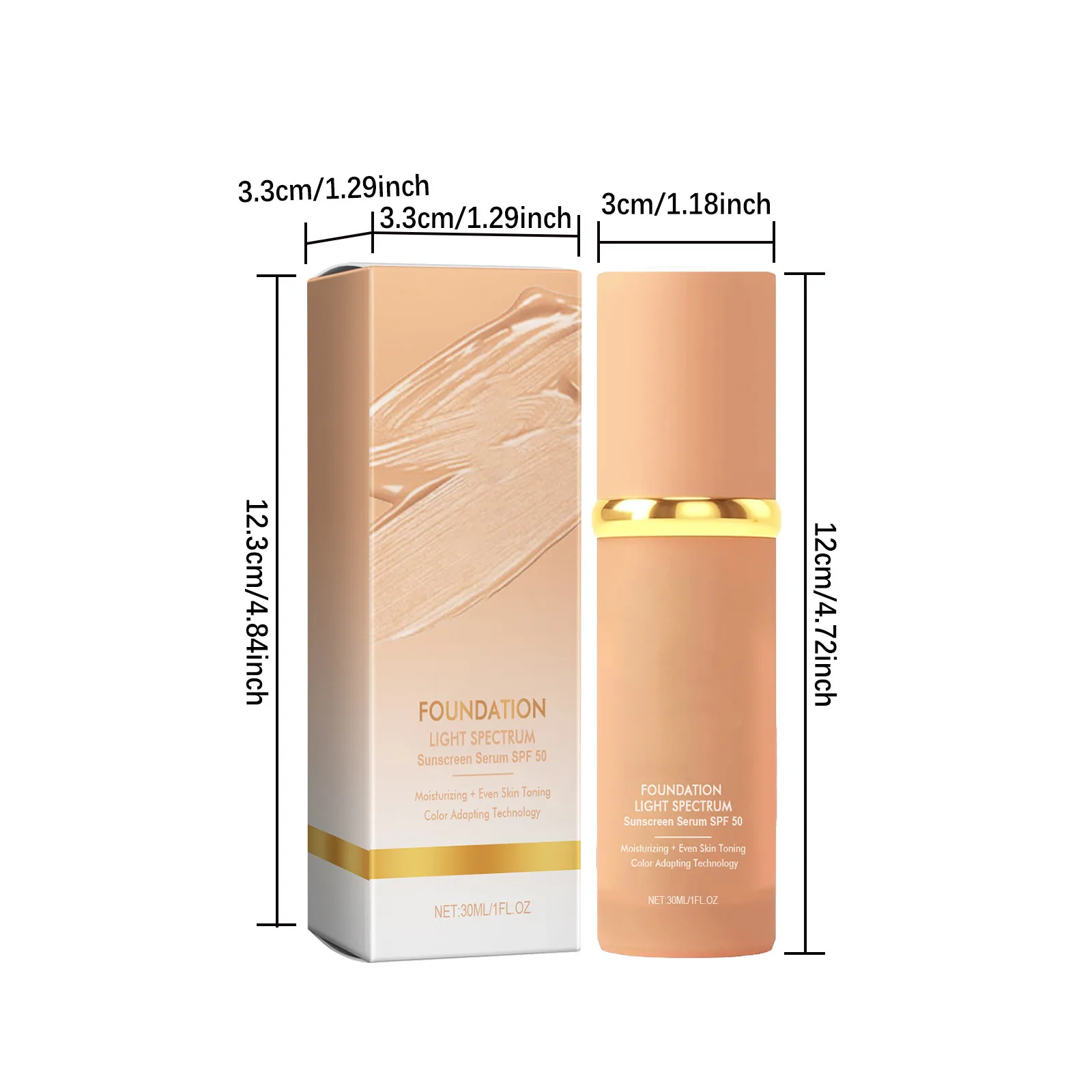 4 In 1 Foundation Liquid- Hydrating Medium Full Coverage Concealer With SPF50+ Inspired Longwearing & Waterproof Makeup 30ml