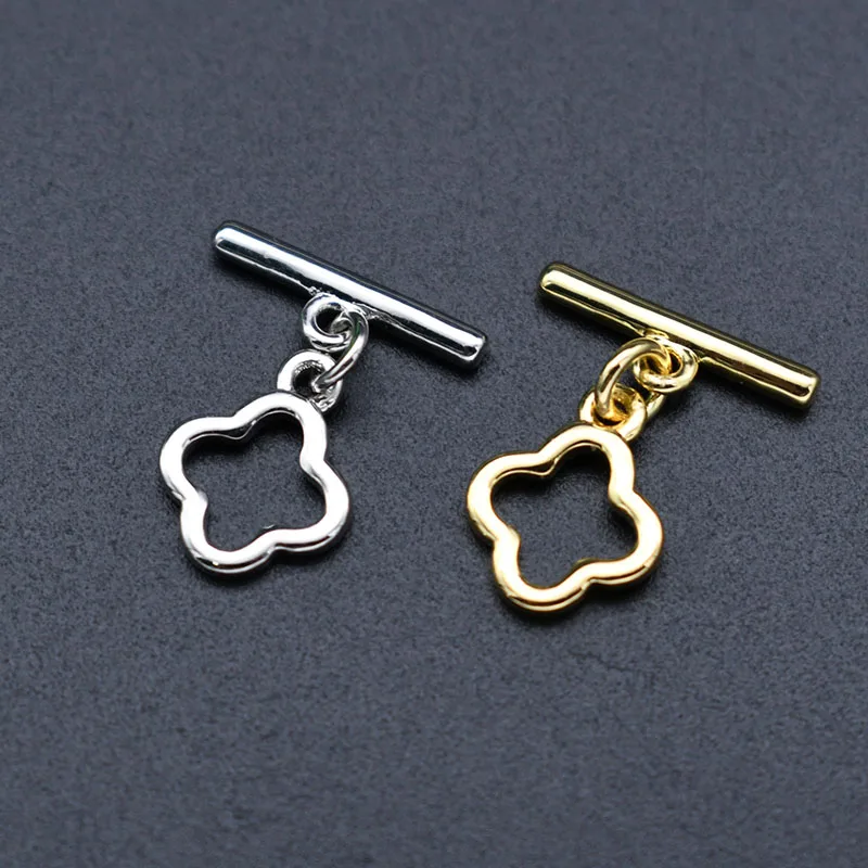 Jewelry Making Supplies High Quality Color Remain Silver Gold Plated Clover OT Clasp Connector for DIY Jeweley