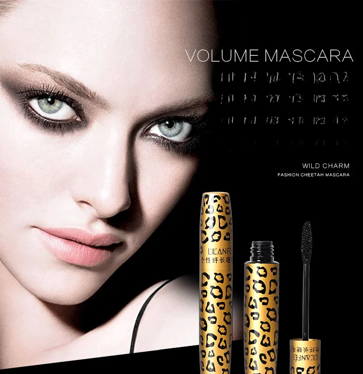 Leopard Pattern Waterproof Mascara Velvet Dense Slender Eye Black Combination 4D Eyelash Curling Thick Female Mascara Make Up