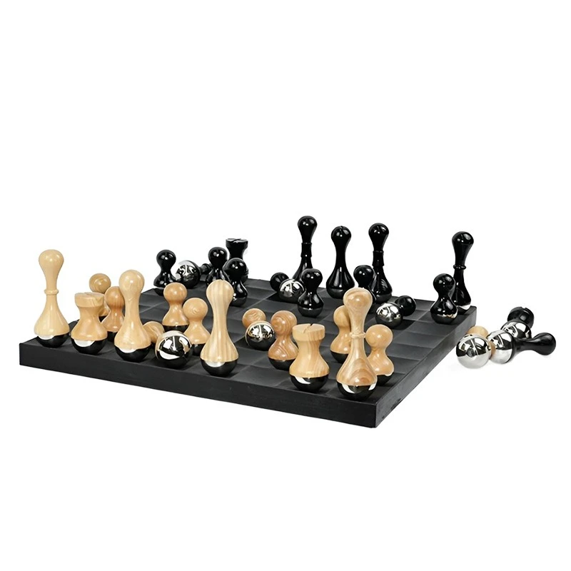 Light luxury marble wooden chessboard ornament, study desktop in the sales office of the model house