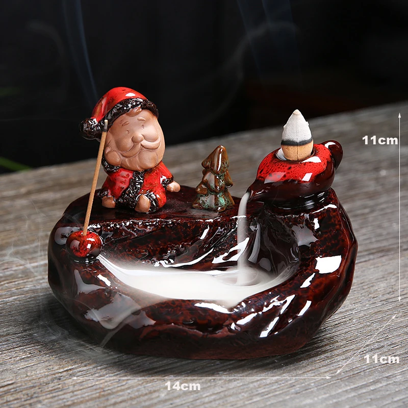 Imagem -06 - Criativo Backflow Incenso Queimador Presente de Papai Noel Árvore de Natal Boneco de Neve Vaso de Plantas Chá Pet Decoração