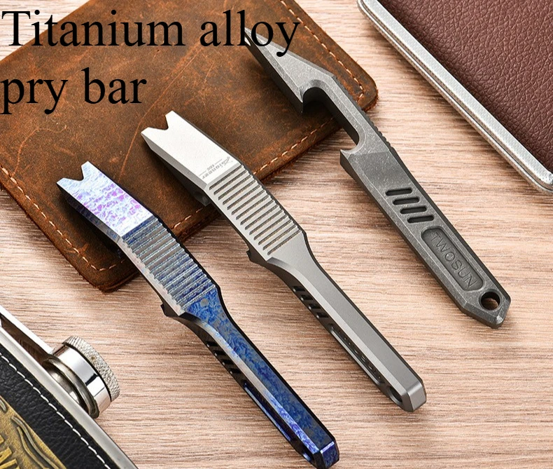 

Titanium Alloy Pry Bar Bottle Opener Personalized Multifunctional Outdoor Waist Hanging Tool Outdoor Self-defense Small Pry Bar
