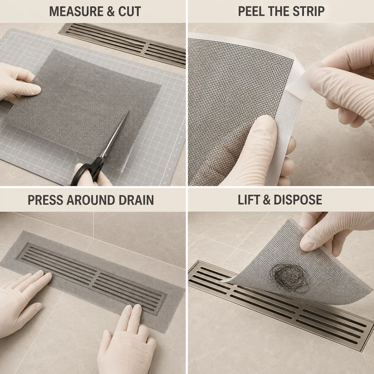 Cuttable Shower Drain Hair Catcher Self-Adhesive Floor Drain Stickers Disposable Mesh Bathroom Kitchen Sink Hair Filter