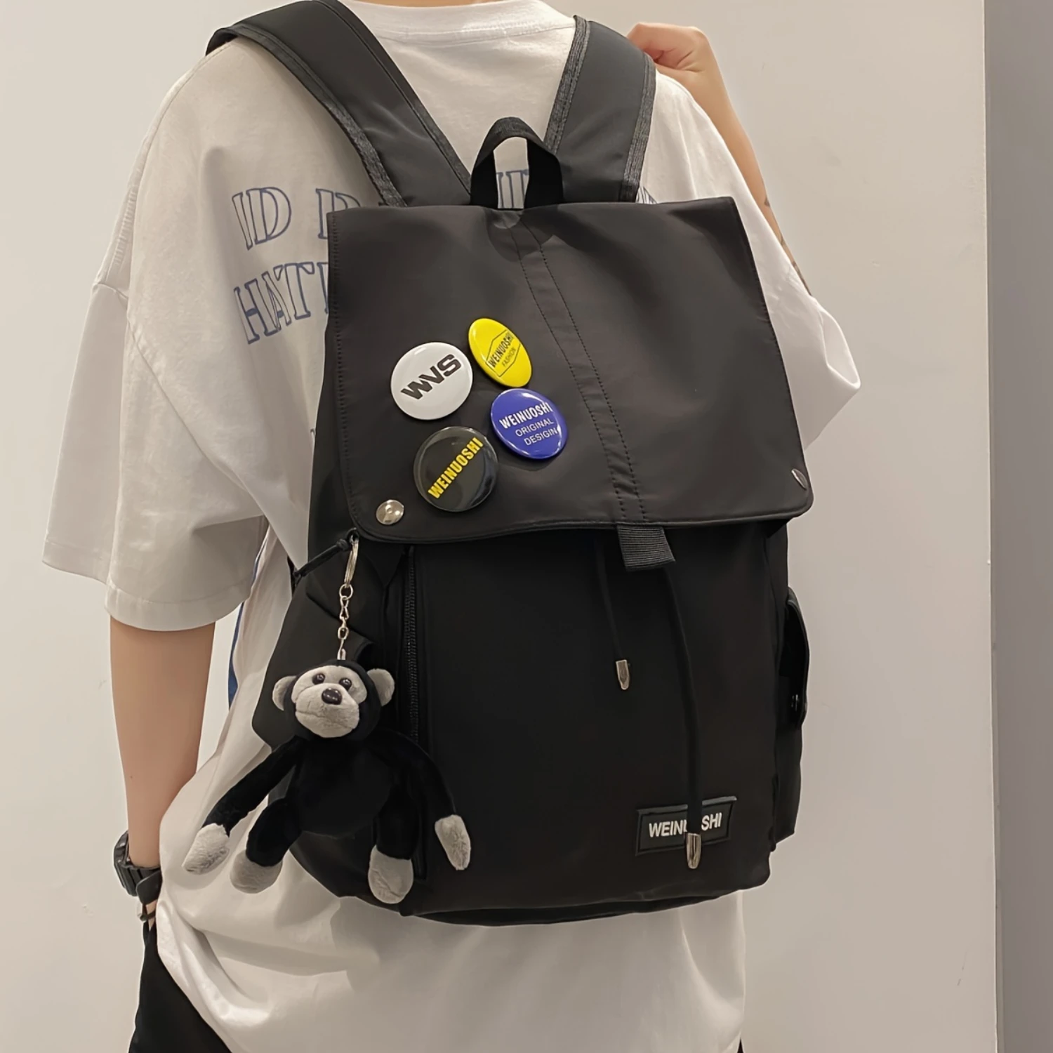 

Large Capacity Nylon Backpack, College School Laptop Bookbag, Trendy Travel Backpack With Adjustable Strap