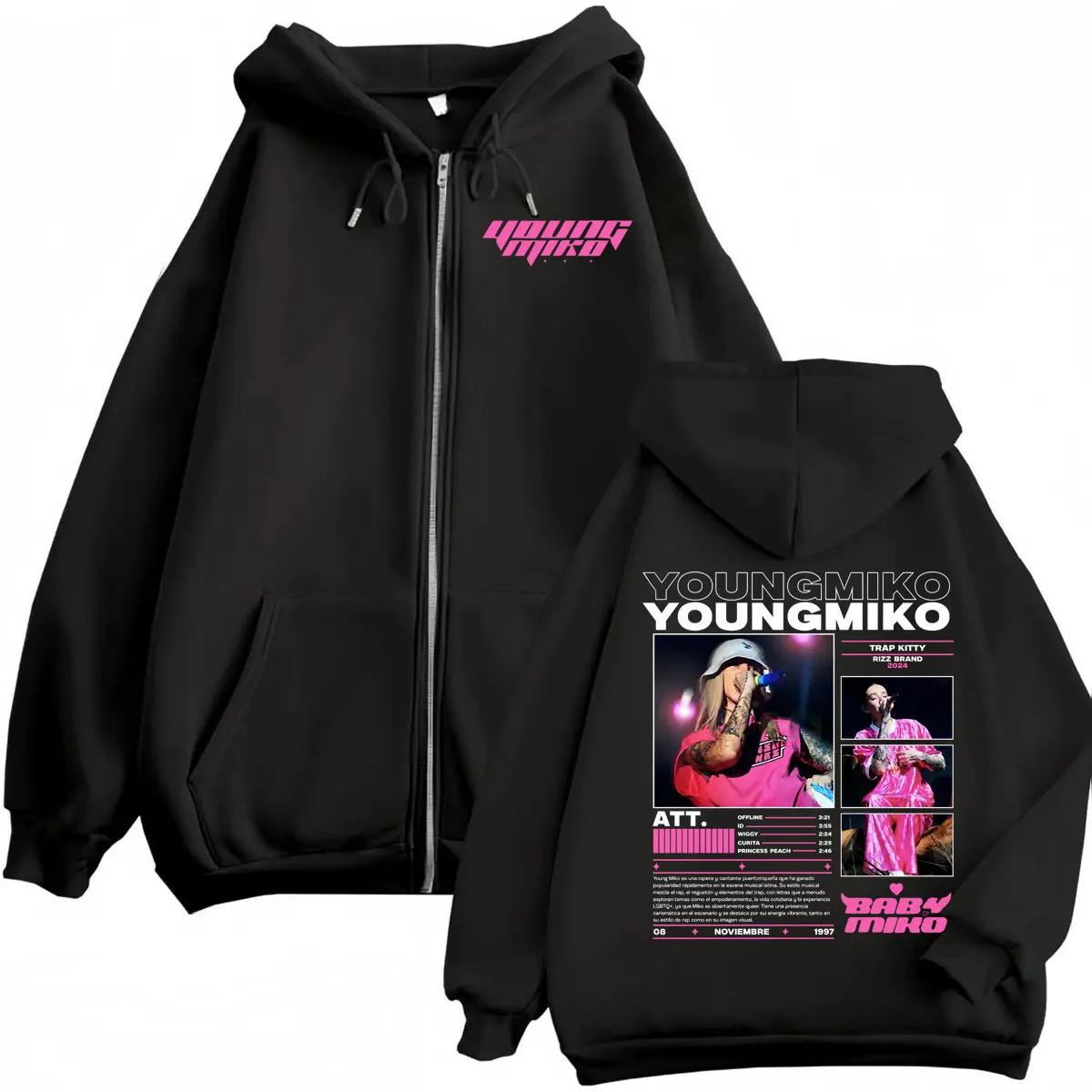 

Rapper Young Miko Graphic Zipper Hoodie Fashion Y2k Aesthetic Zip Up Hooded Sweatshirts Men Women Casual Loose Fleece Pullovers