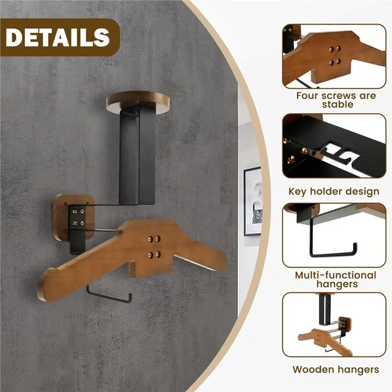 ABBP-Motorcycle Holder Solid Wood Clothes Hanger Versatile Wall Mounted Motorcycle Mount For Hanging Key Gloves Clothes