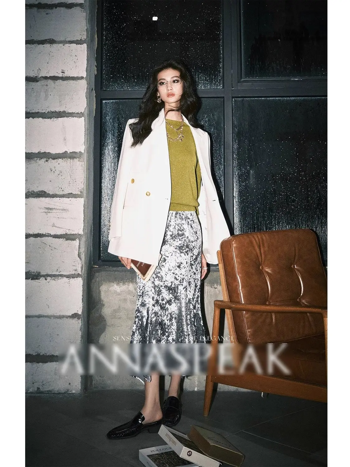 Anyan Colorful Luxury Diamond Gloss Elastic Velvet Irregular Standing Cut High Waist Fish Tail Half Skirt for Women Skirts