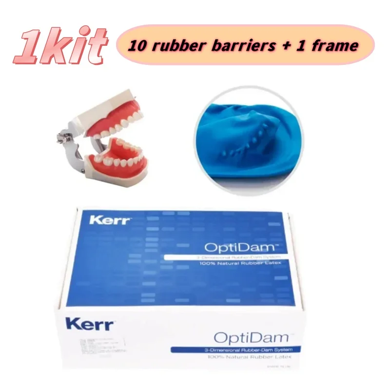 1 Set Dental Kerr Optidam  Anterior & Posterior Intro Kit Rubber Dam Sheets 3D Nipple OptiDam Clip Clamps