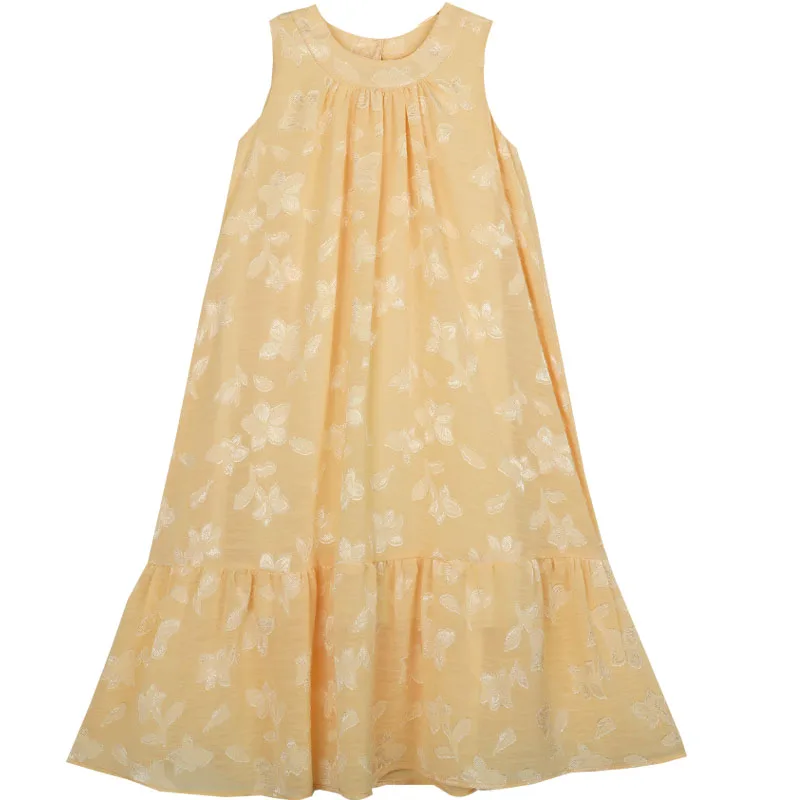 فستان صيفي أزرق أصفر وردي للفتيات جديد 2025 فساتين لطيفة للفتيات 10-12 6 7 8 9 11 13 14 15 17 18 20 25 سنة مع بطانة #2