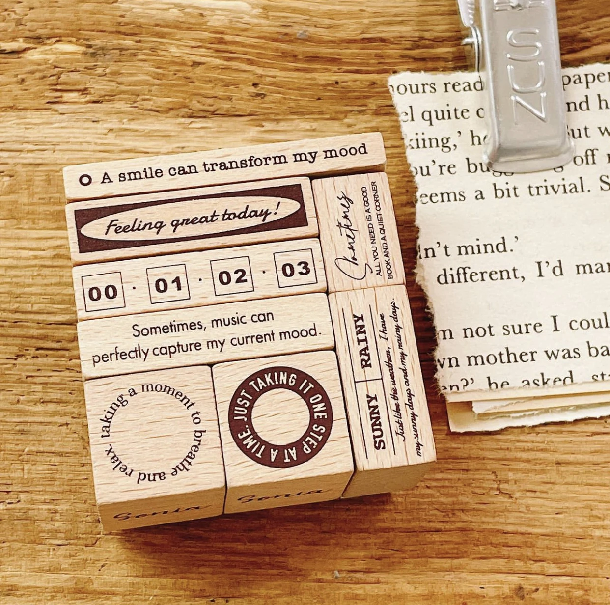 8Pcs Vintage English II Wooden Rubber Stamp Set for DIY Scrapbooking Photo Album Card Making