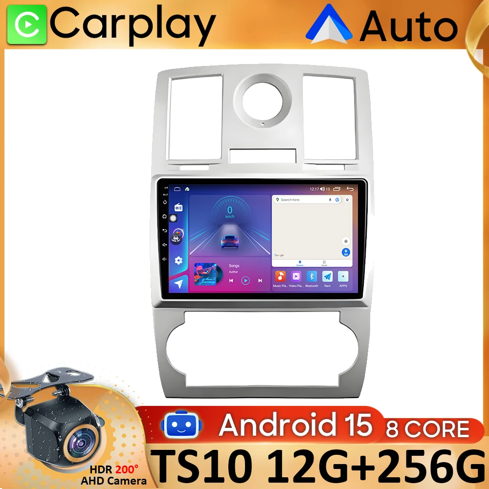 Android 15 For Chrysler 300C 2004-2011 Auto Carplay Car Radio Navigation GPS Video Multimedia Player 360 Camera 4G WIFI DSP