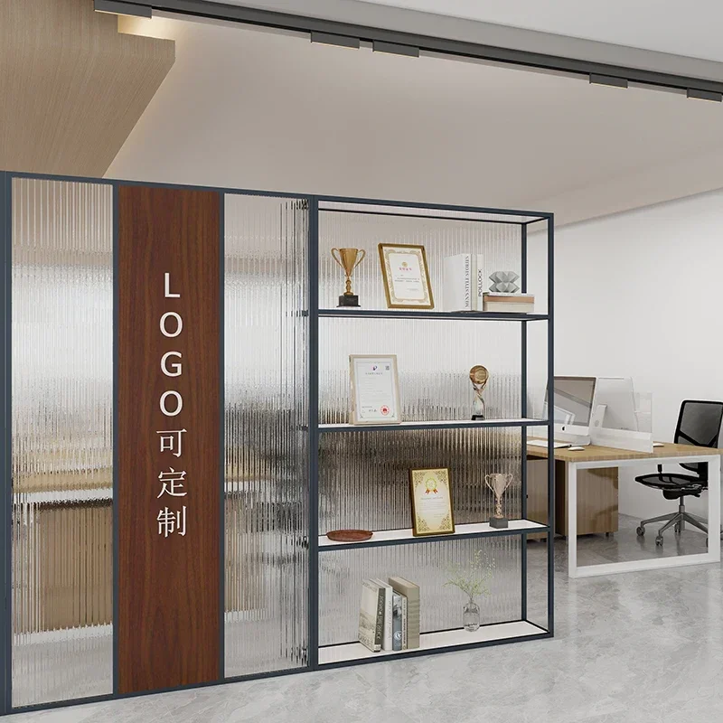 Company front desk image wall, medal display, shelf, door entrance, entrance cabinet, glass screen