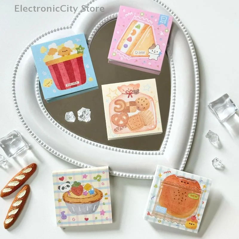 3Pcs Cute Cartoon DIY Non Sticky Message Notes Handmade Materials Food Series Memo Sticker Message Paper Scrapbook Decoration