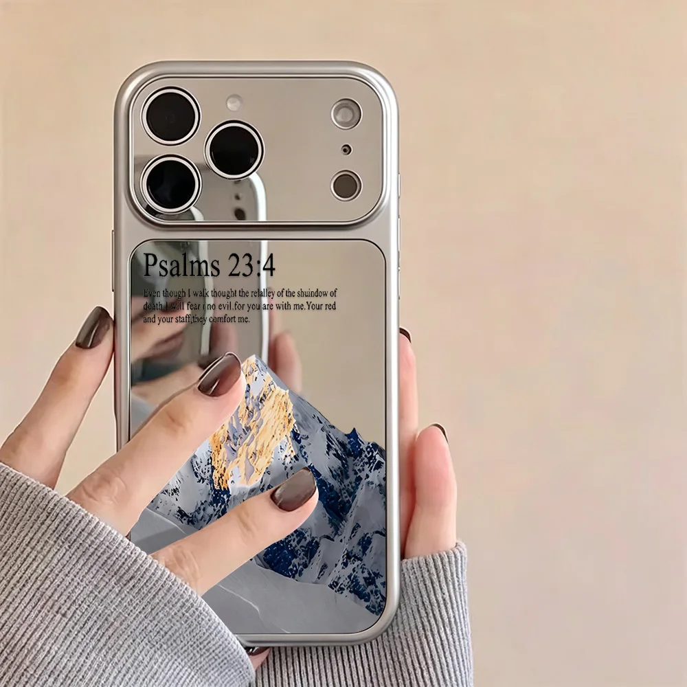 Landscape Phone Case For iPhone 17 18 Pro Max 16 15 13 14 11 12 Pro Max Shockproof Soft Large Window Luxury Make Up Mirror Cover