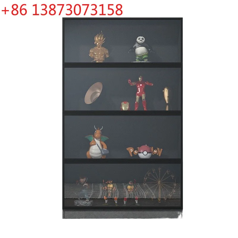 

Элегантный витринный шкаф для моделей и предметов декора, прозрачный стеклянный книжный шкаф, пылезащитный шкаф для хранения из массива дерева