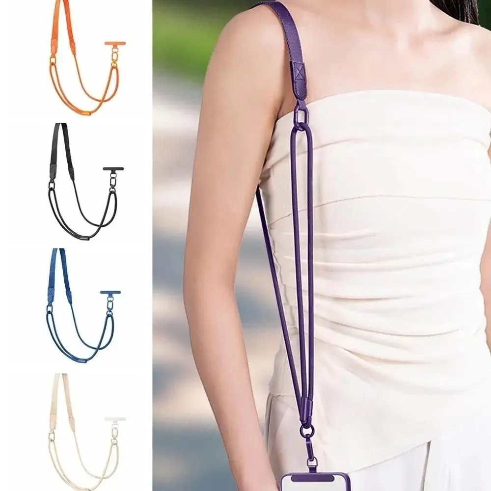 

Портативный регулируемый ремешок для телефона Съемный приятный для кожи ремешок для телефона Двойная ширина Металлический карабин Цепочка для мобильного телефона для путешествий