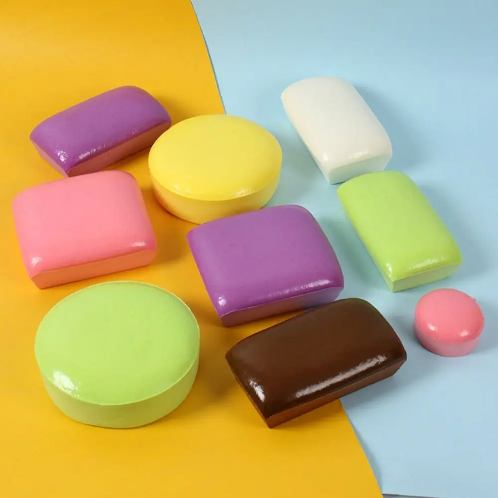 Stylish PU Sticky Toast Slow Rebound Round/Square Soft Cute Toast Fidget Simulation Food Funny Sensory Squishy Tricky