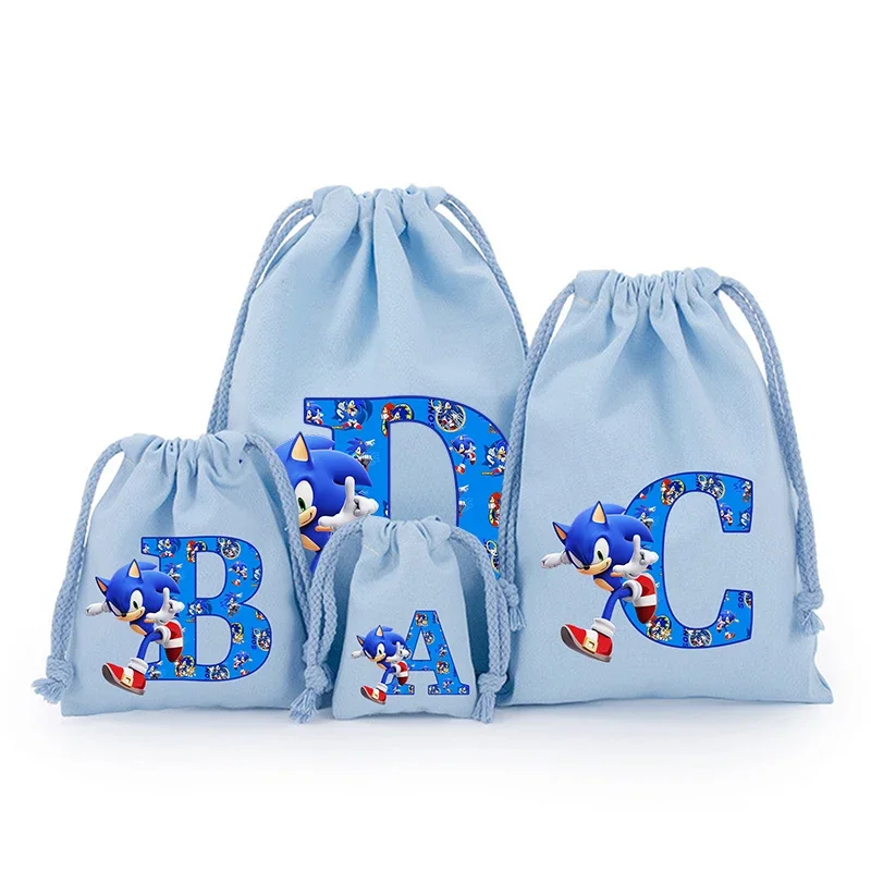 Sonics Drawstring Cartoon Letters Gift Bag Cosmetic Bag Portable Storage Organize Bag Fabric Draw Pocket ToiletryBag Anime Gifts