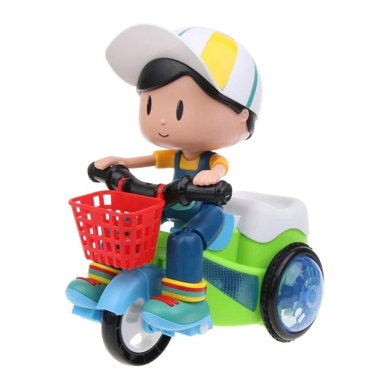 Electric Stunt Bike Toy Kids Music Tricycle Toy Children Interactive Omni-Directional Wheel 360°Rotate Car Gift Baby Toy