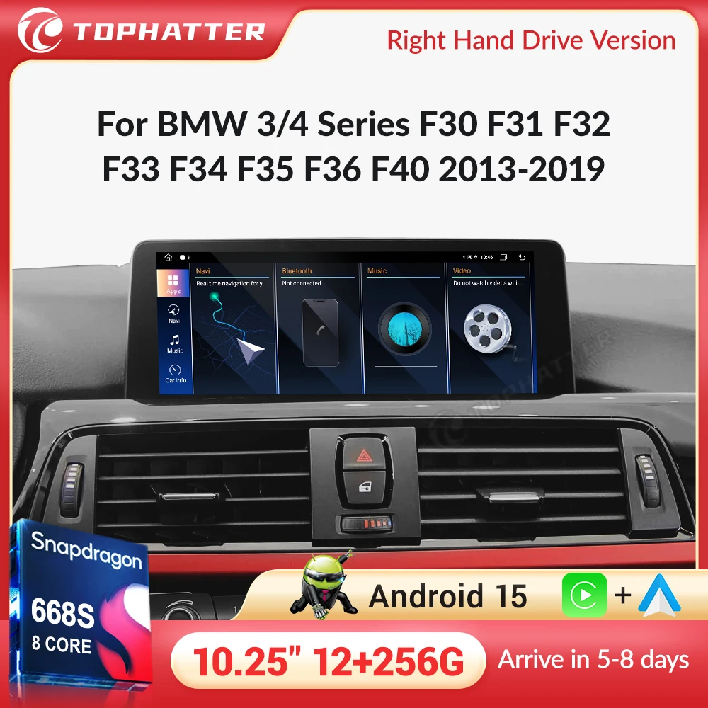 

10.25'' RHD Wireless Carplay For BMW 3 4 Series F30 F31 F32 F33 F34 F36 GPS Car Radio Multimedia Player Android 15 Navi