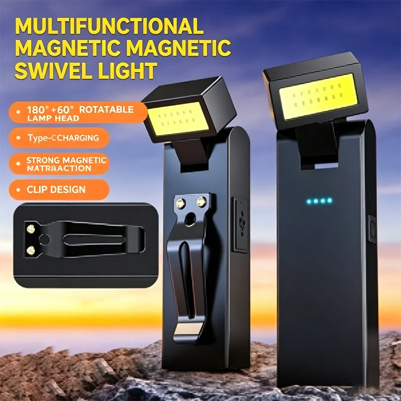 New USB Charging Super Bright Portable Rotating Mini Tactical COB LED Work Light Flashlight