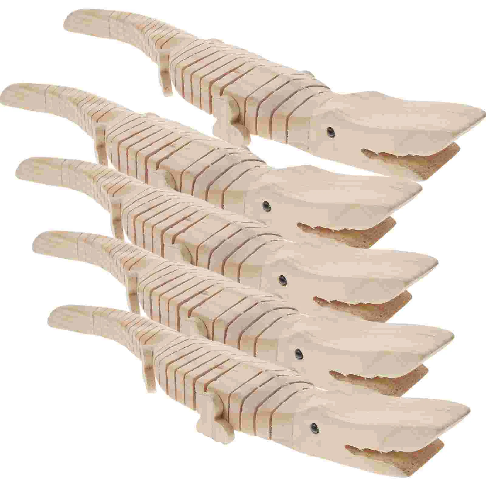 5 Pcs Puzzle Stuffed Animals Portable Toy Shark Wooden Unfinished Student Kids Toys