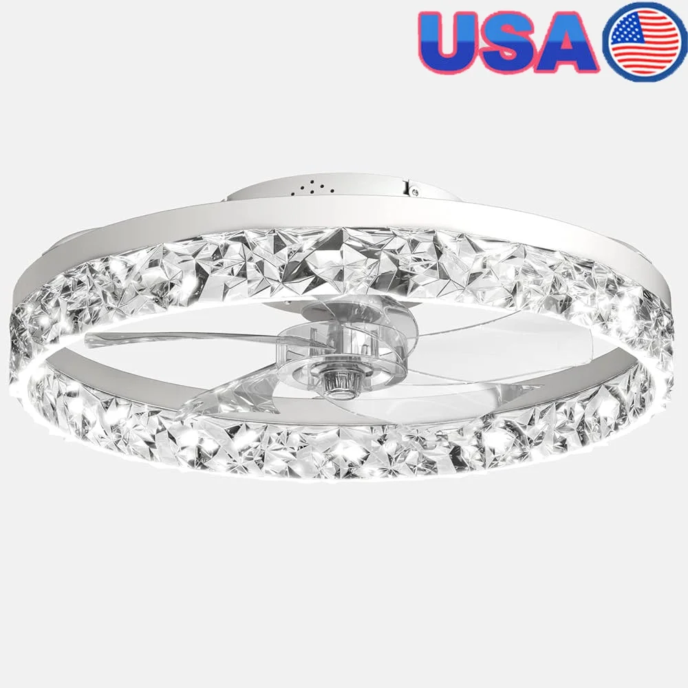 Low-Profile-Deckenventilator mit Lichtern, ferngesteuert, dimmbar, für den Innenbereich, Unterputzmontage, energiesparend, umkehrbar, leise Luftzirkulation, Heimdekoration