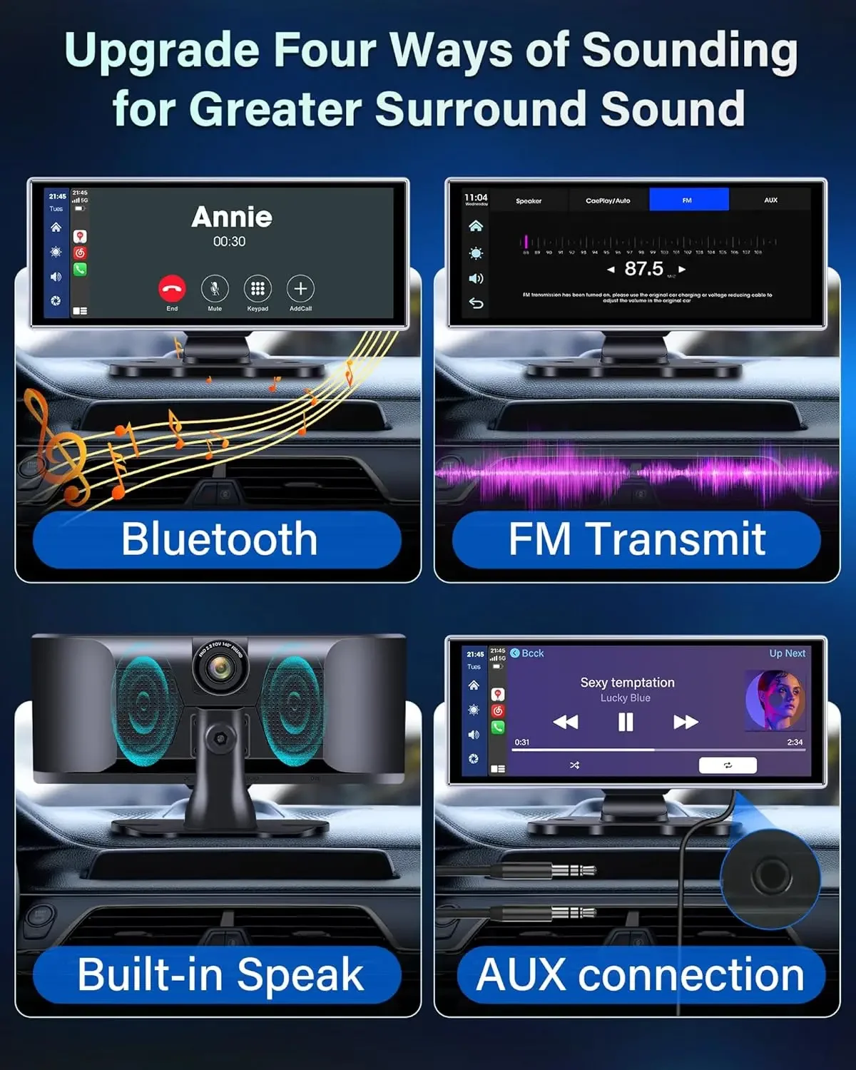 Srnubi 10,26/11,26" Auto Carplay Android Auto DVR 4K Kamera Android Auto Dashcam Fahrvideo-Rekorder GPS-Navigation Armaturenbrett – Detail 9