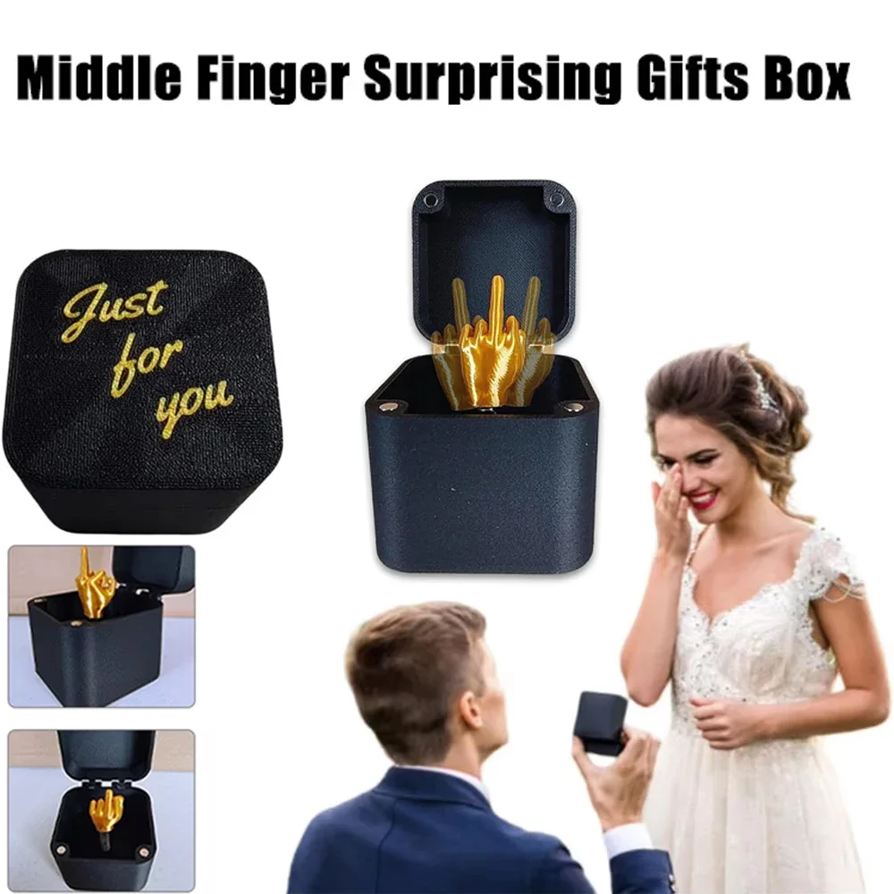 1-3PC Middle Finger Gifts Box Funny Middle Finger Surprising Joke Toy Creative Spoof Hand Gesture Gag Gift for Home Office Decor