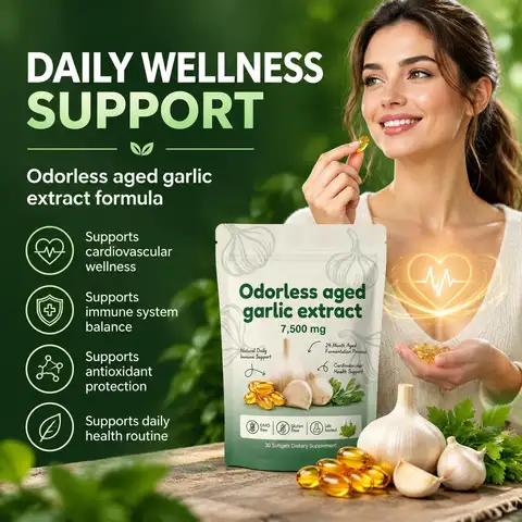 Googeer Odorless Aged Garlic Extract Dietary Supplement Supports Cardiovascular Wellness Antioxidant Maintains Body Balance