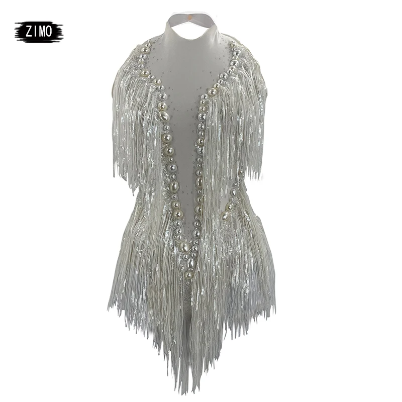 Sparkly Rhinestone Bodysuit Multiple colors Tassel Nightclub Dance Wear Show Women Stage Jazz party Singer Outfit costumes DJ