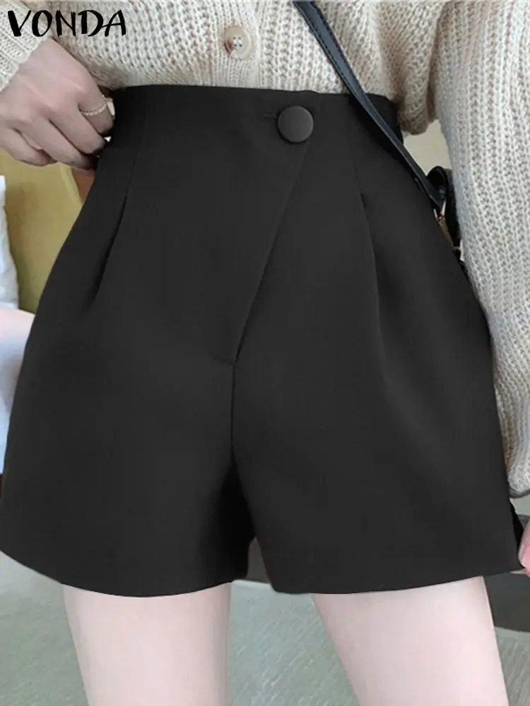 

VONDA Fashion Shorts 2024 High Waist Casual Pleated Shorts Summer Women Loose Solid Color Elegant Pockets Oversized Shorts Femme