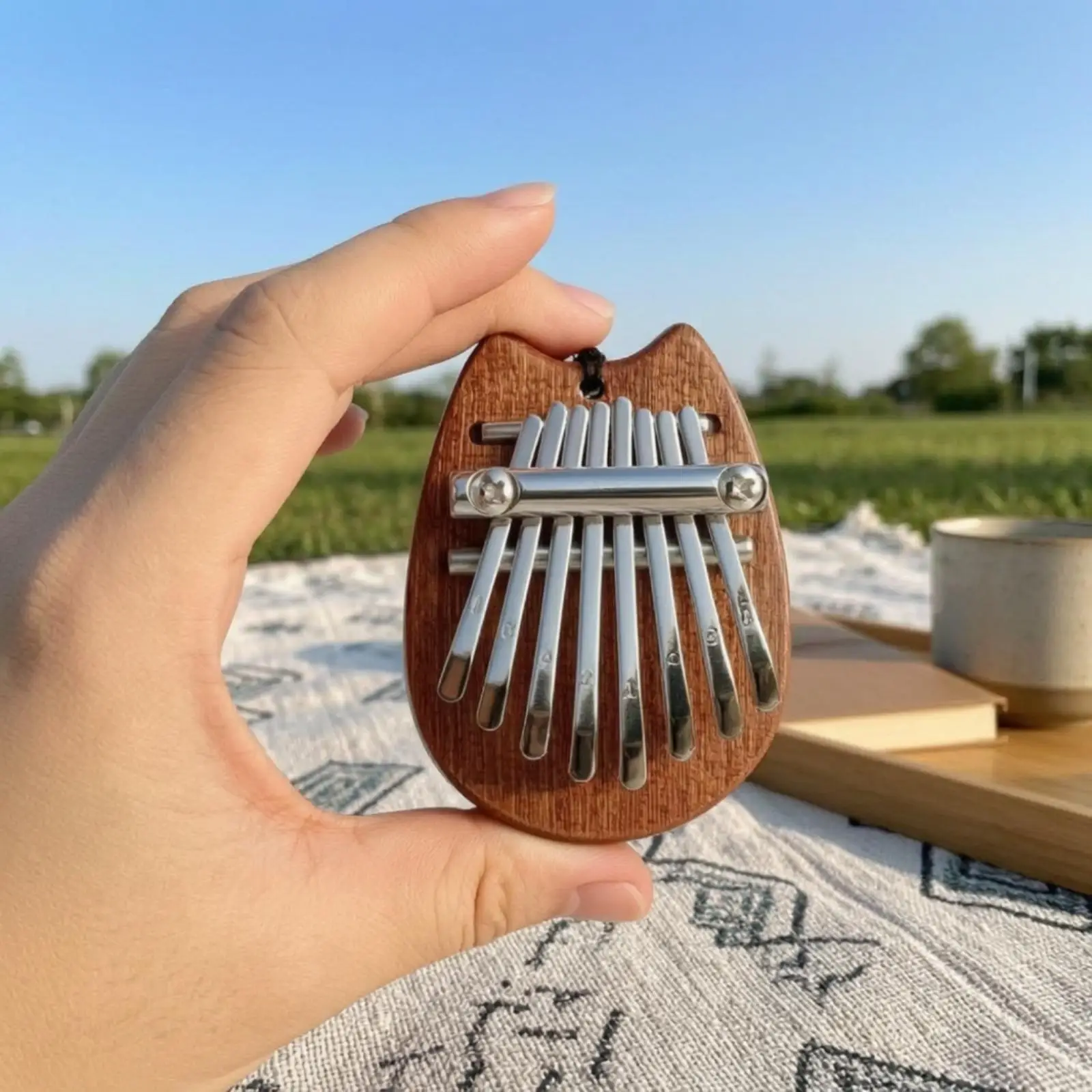 Cat-Shaped Mini Thumb Piano | Pocket-Sized, 8-Key thumb piano, for Backpack Decoration