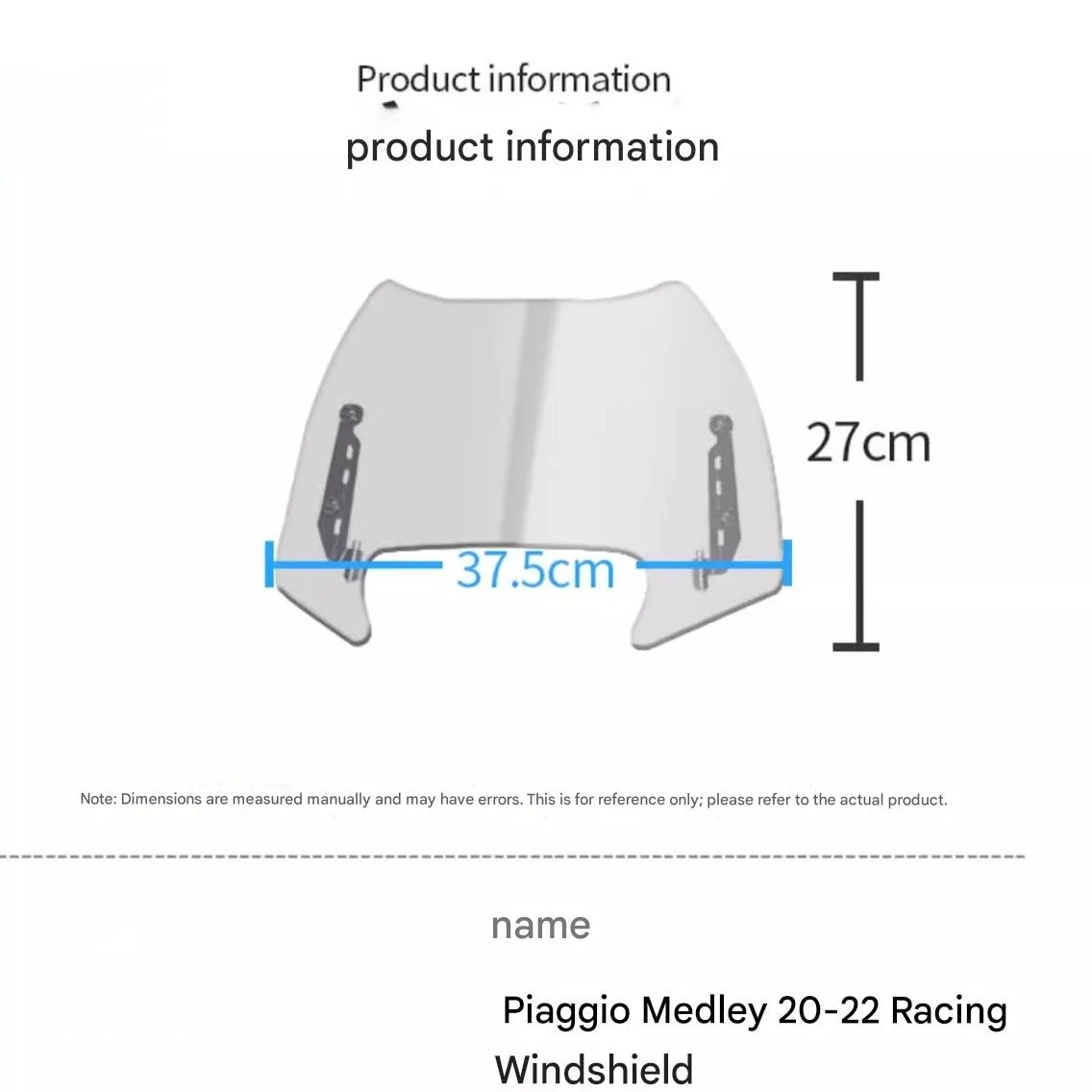 FOR 2020-2022 Piaggio Medley High Transparency Windscreen Motorcycle Screen - Distortion-Free Clear Vision Imported