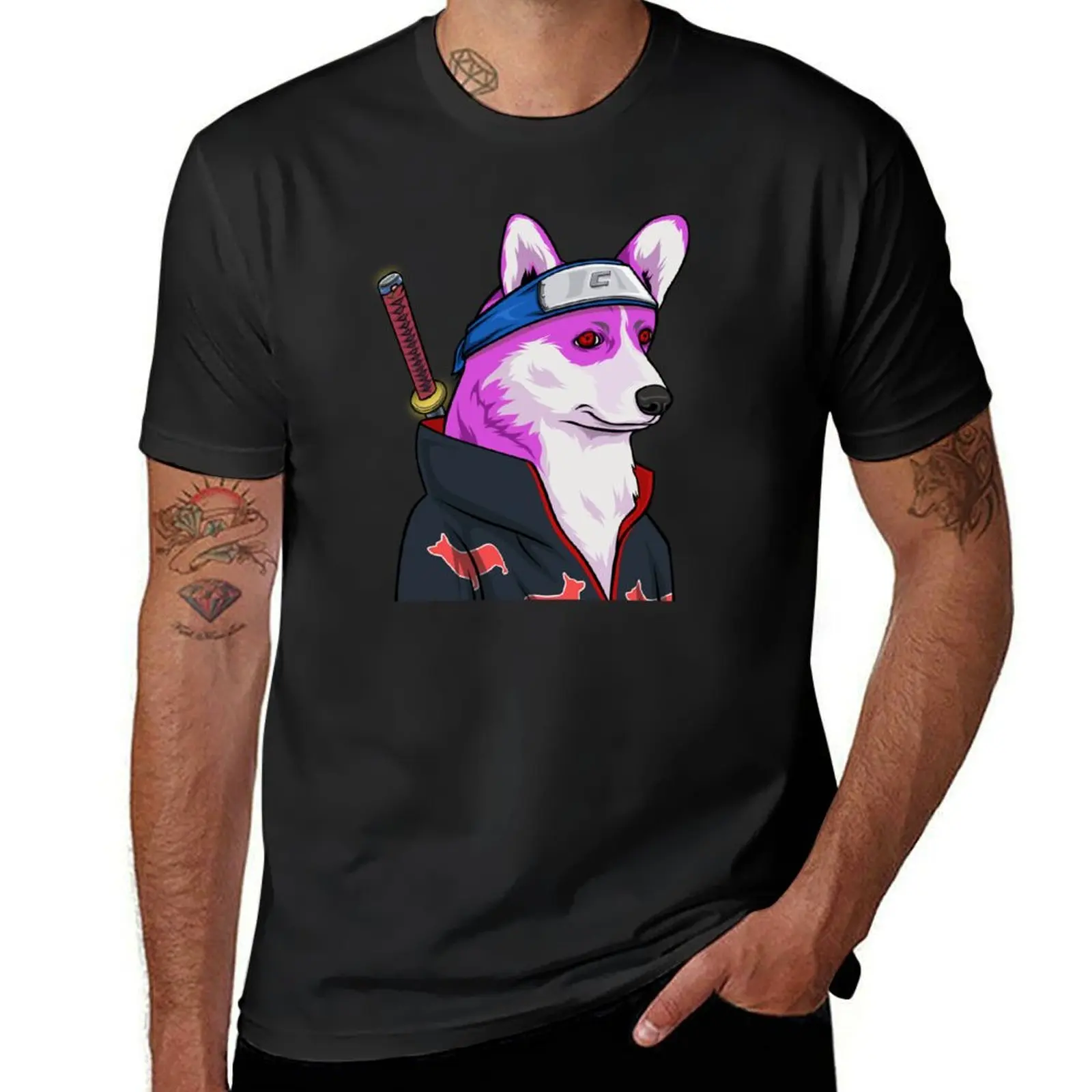 Ninja Corgi T-Shirt heavyweights funnys t shirts for men cotton