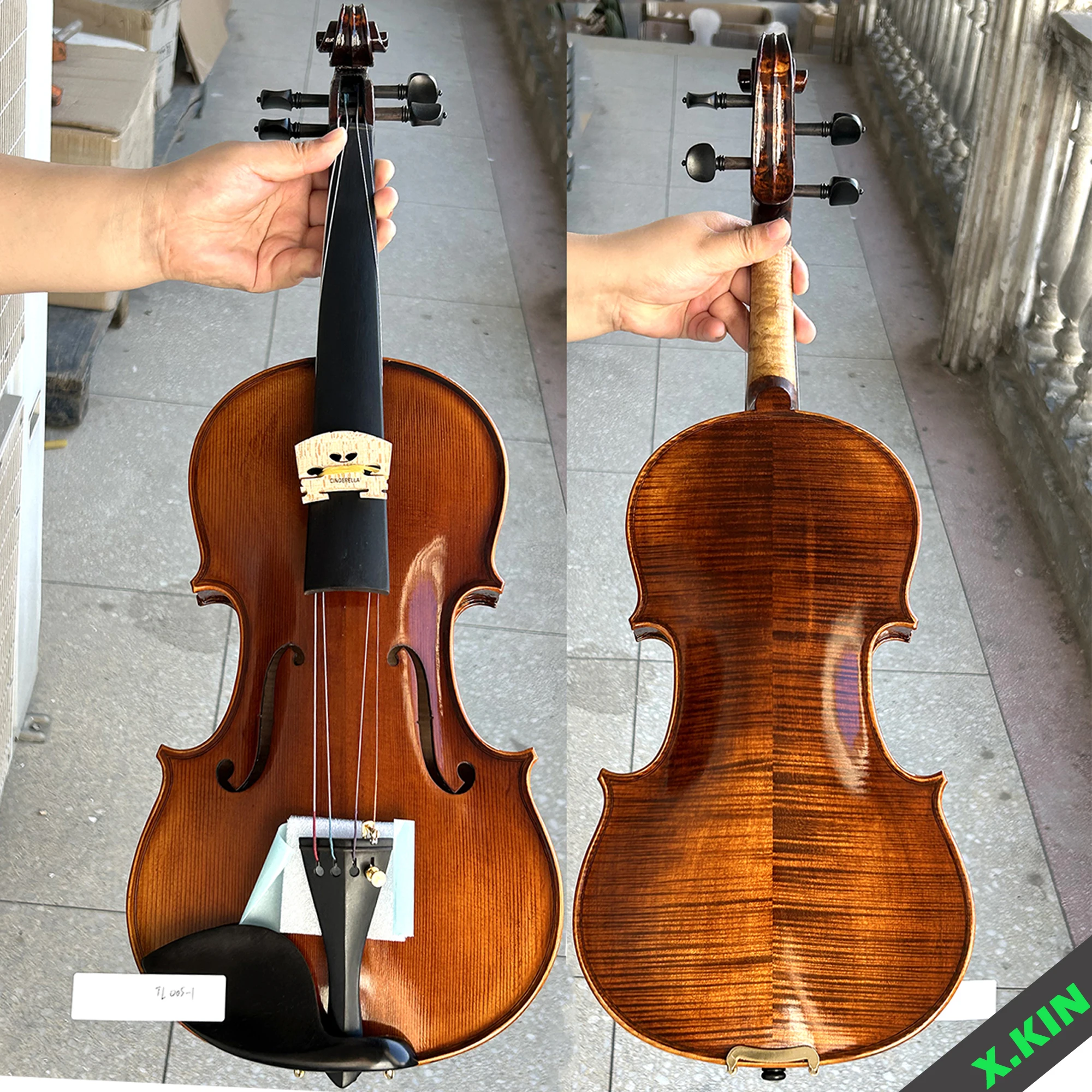 Violin4/4 Solid Wood Violin with Maple Back & Tiger Stripe Pattern Handcrafted Violin