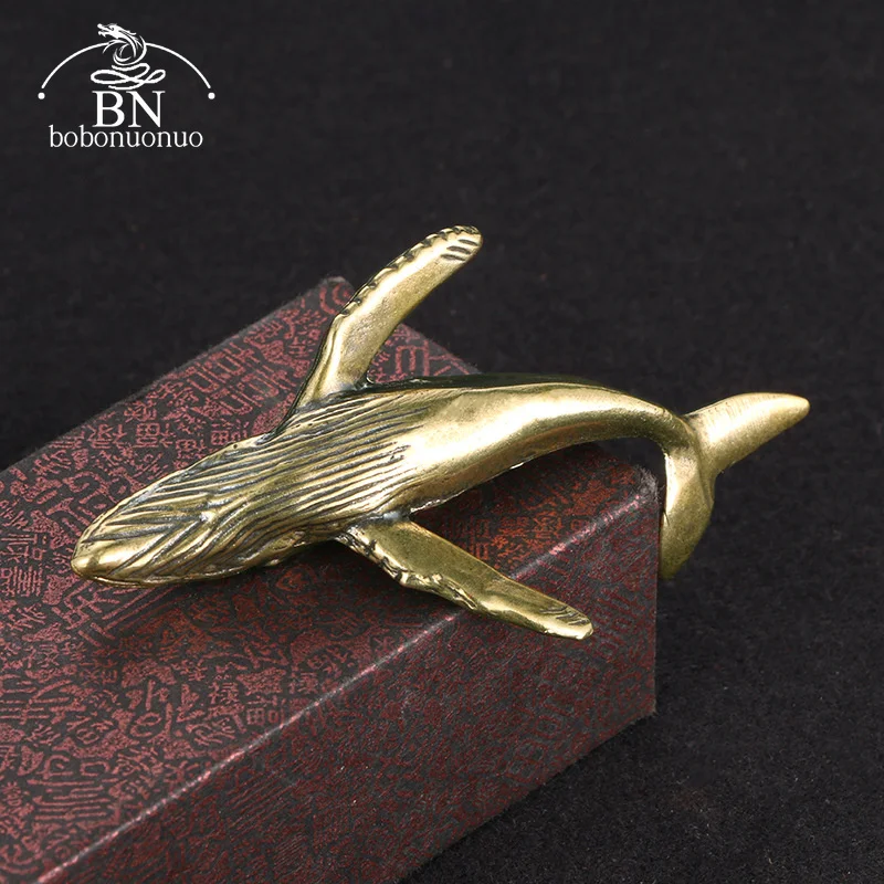 Solid Brass Whale Figurines Vintage Sea Animal Small Statue Desktop Ornaments Office Decorations Crafts Accessories Child Gifts