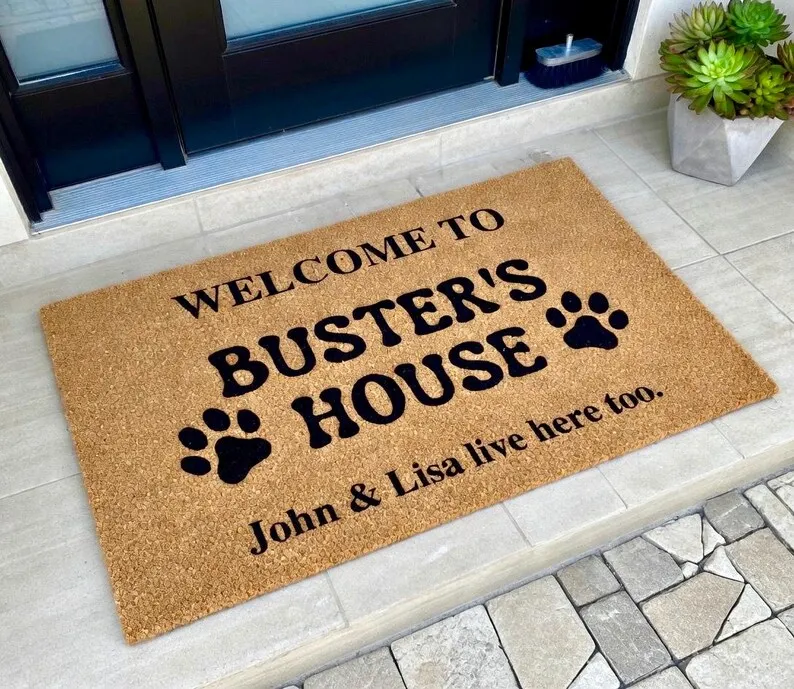 Custom Mat Coir Anti-slip Design Pet Name Text Welcome Mat Personalized Pet Lover Owner Housewarming Gift For Outdoor Hallway