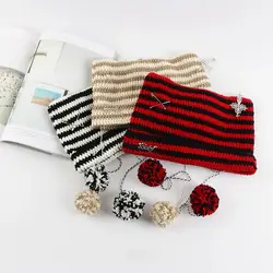 Ears Pointed Pullover Y2K Cute Y2K Beanie Hat Striped Devil Ear Cat Knitted Beanie Hat Autumn Winter