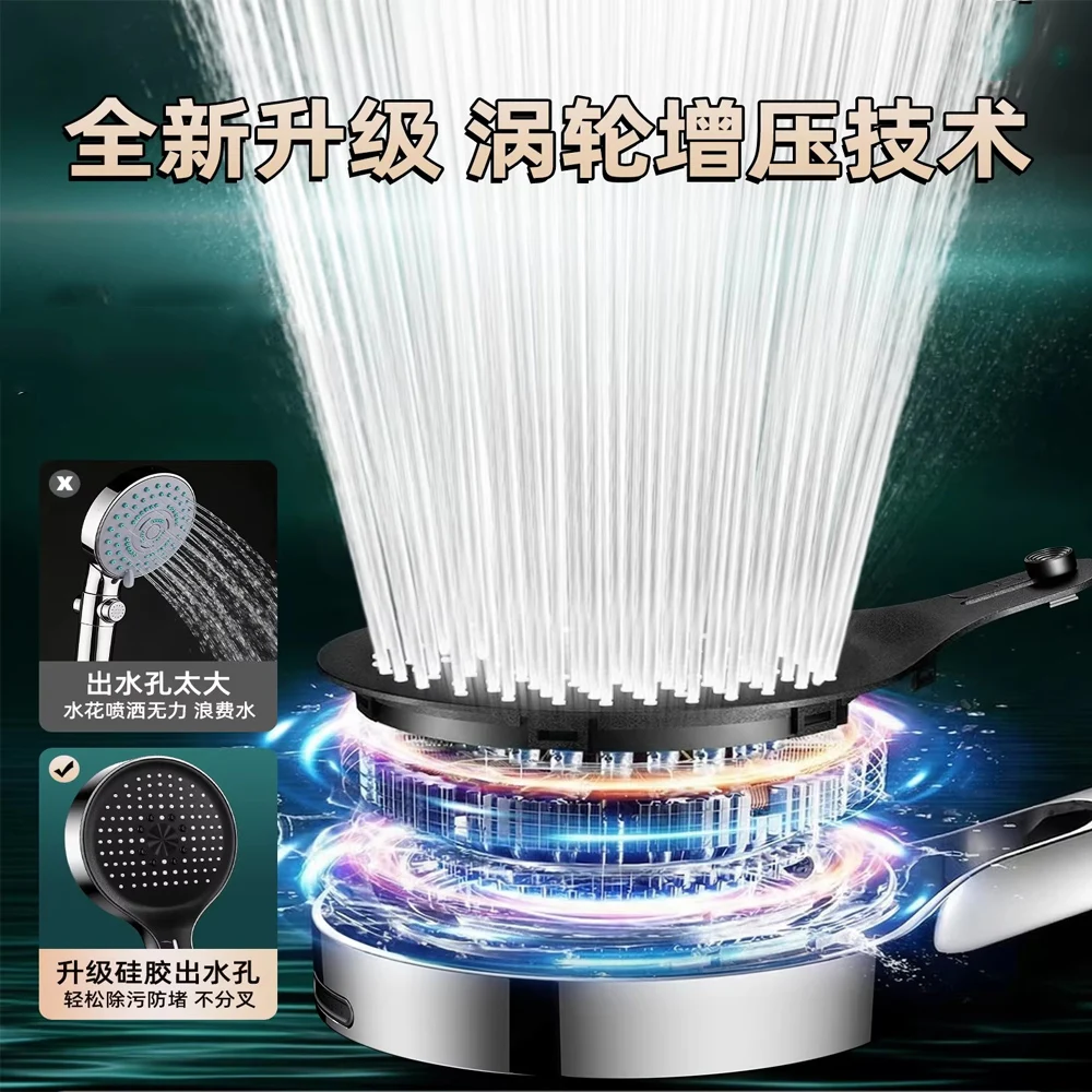 New Adjustable 4-Mode High Pressure Shower Head Large Flow Water Saving Rainfall Shower Mixer Bathroom Accessories