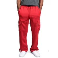 Pantalons de survêtement pour hommes, coupe droite, jogging pour le sport et le Streetwear, ample, surdimensionné, avec cordon de serrage, pantalons longs multi-poches 5